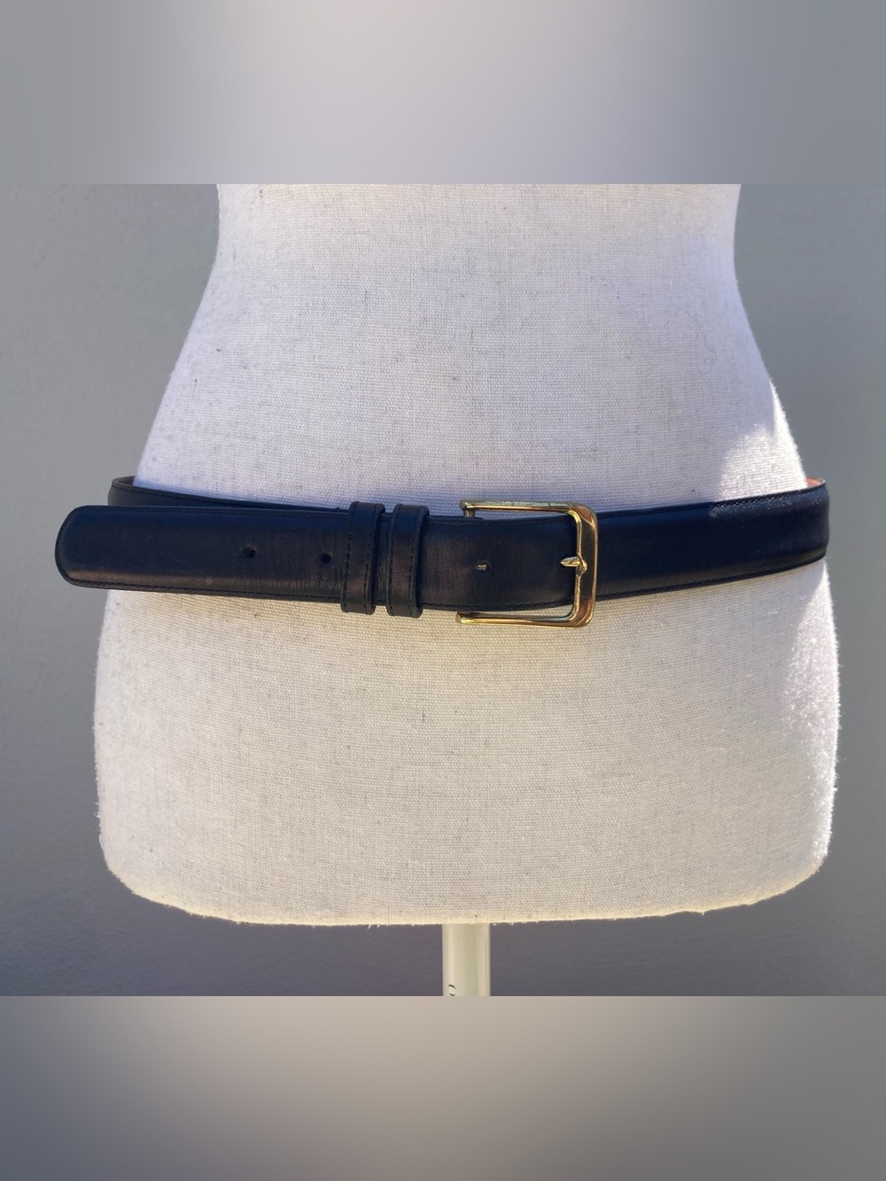 Coach Vintage Burnished Cowhide Black Belt Solid Brass Buckle Size 34